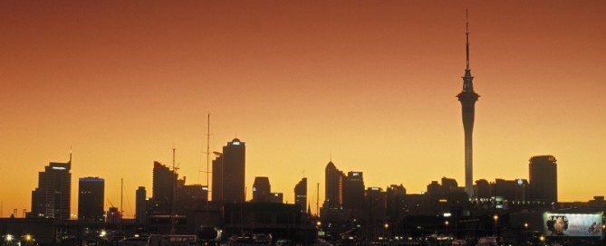Auckland skyline sunset