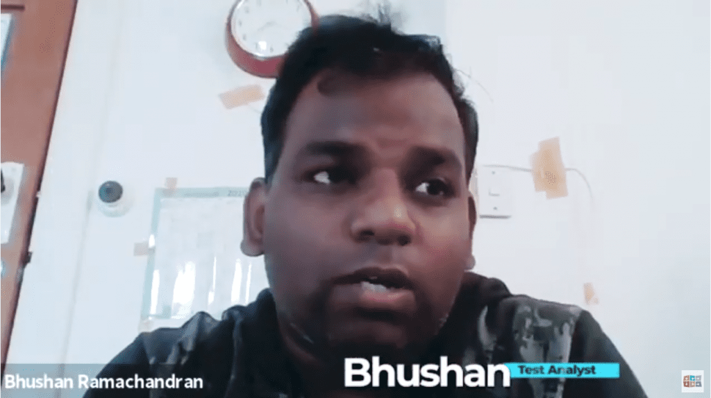 Bhushan secured a job as Test Analyst after joining us